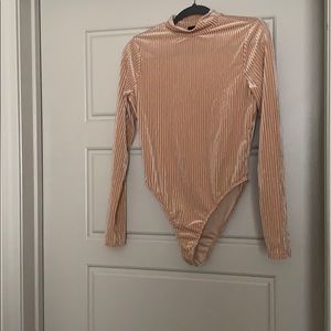 Nude Ribbed Long Sleeve Body Suit